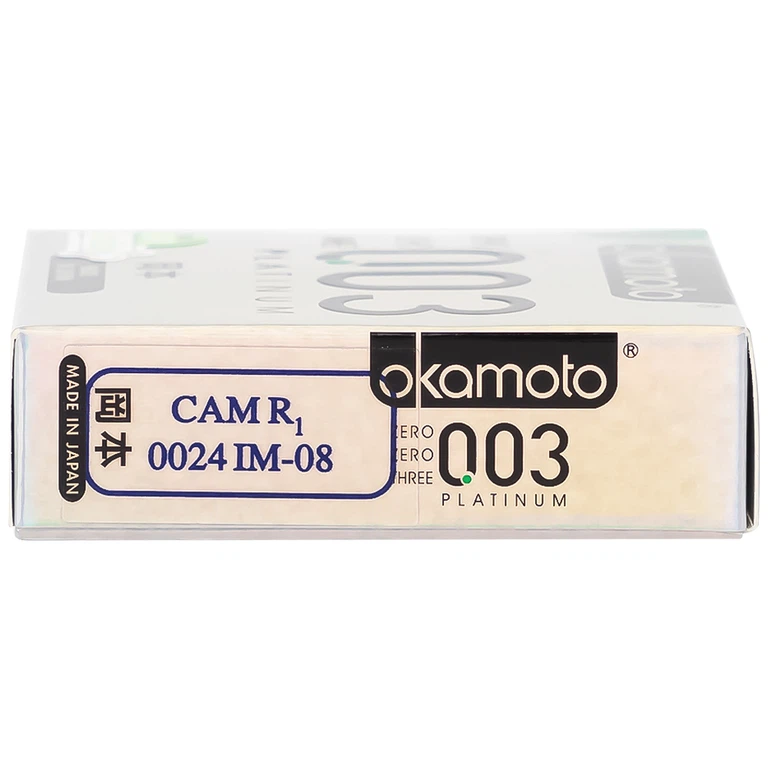 Bao cao su Okamoto 0.03 Platinum trong suốt, mềm mại, dùng để phòng tránh thai và ngăn ngừa HIV (3 cái)