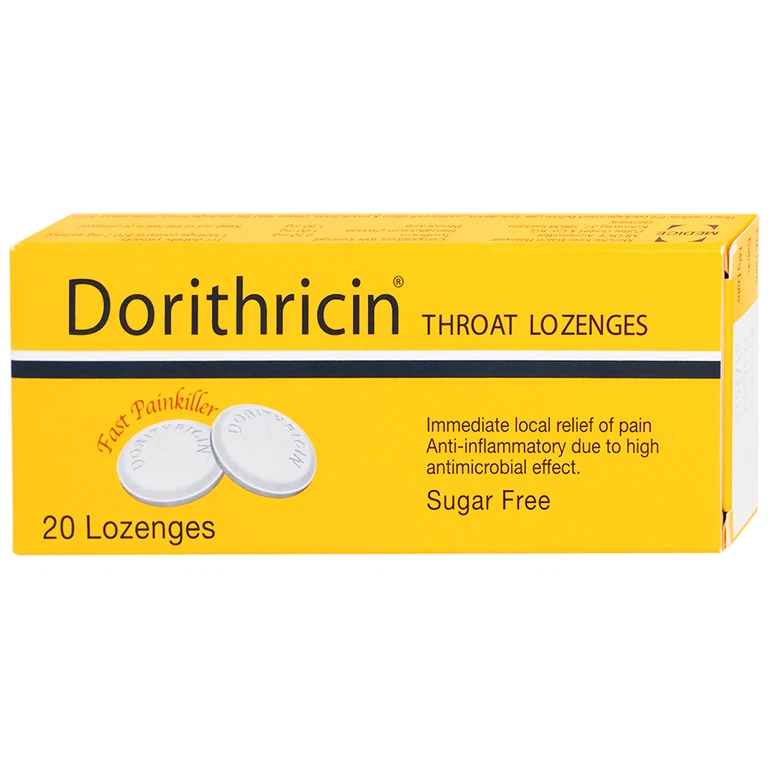 Viên ngậm Dorithricin Hyphens điều trị các triệu chứng nhiễm khuẩn miệng, họng (20 viên)