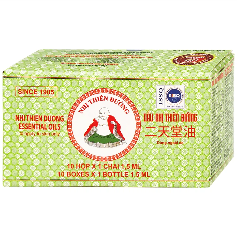 Dầu Nhị Thiên Đường 1.5ml dùng khi bị cảm mạo phong hàn, sổ mũi (10 chai)