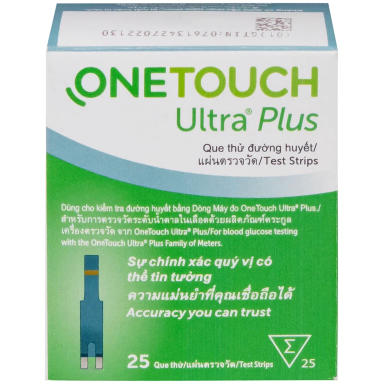 Que thử đường huyết Onetouch Ultra Plus Test Strips dùng để đo chỉ số đường huyết người bệnh tiểu đường (25 cây)