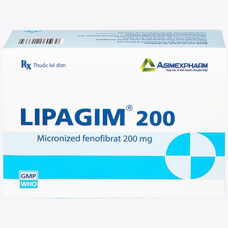 Thuốc Lipagim 200 Agimexpharm bổ sung cho chế độ ăn uống, điều trị tăng triglycerid máu (3 vỉ x 10 viên)