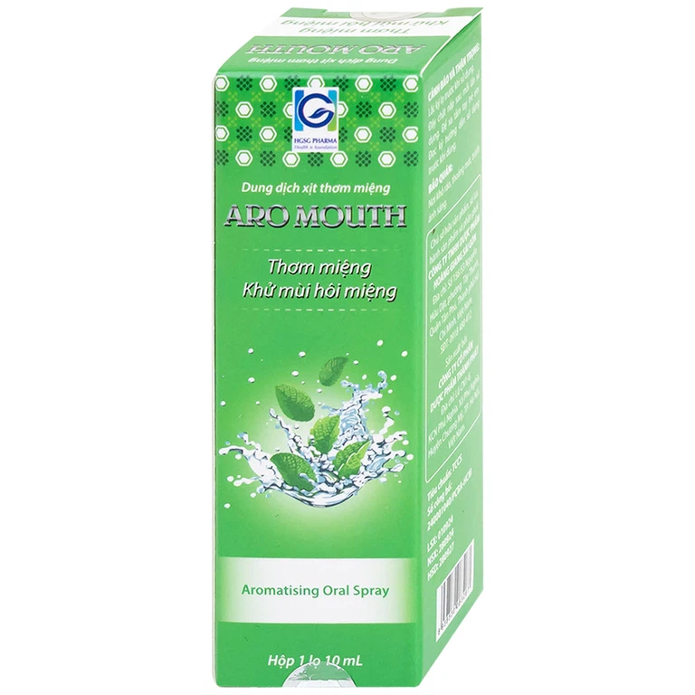 Xịt thơm miệng Aro Mouth 10ml Hgsg Pharma làm thơm miệng tức thì khử mùi hôi miệng, mùi thức ăn, rượu bia