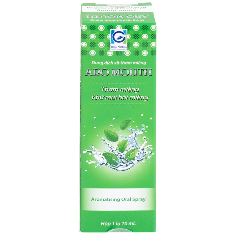 Xịt thơm miệng Aro Mouth 10ml Hgsg Pharma làm thơm miệng tức thì khử mùi hôi miệng, mùi thức ăn, rượu bia