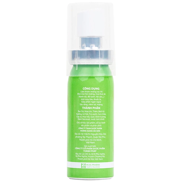 Xịt thơm miệng Aro Mouth 10ml Hgsg Pharma làm thơm miệng tức thì khử mùi hôi miệng, mùi thức ăn, rượu bia