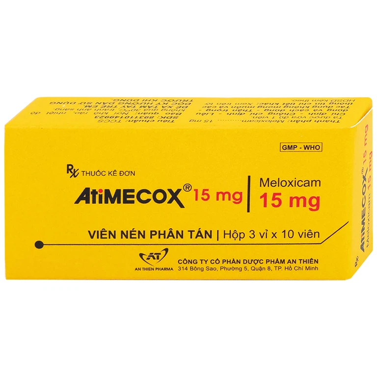 Thuốc Atimecox 15mg An Thiên giảm các dấu hiệu và triệu chứng của viêm xương khớp (3 vỉ x 10 viên)