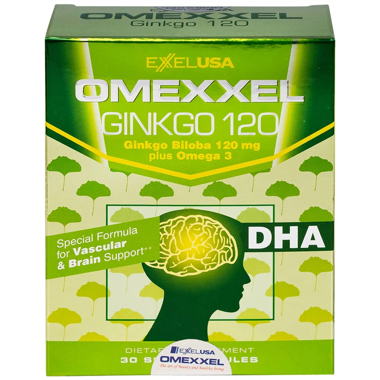 Viên uống Omexxel Ginkgo 120 Excelife tăng cường tuần hoàn máu não, tốt cho tim mạch (2 vỉ x 15 viên)