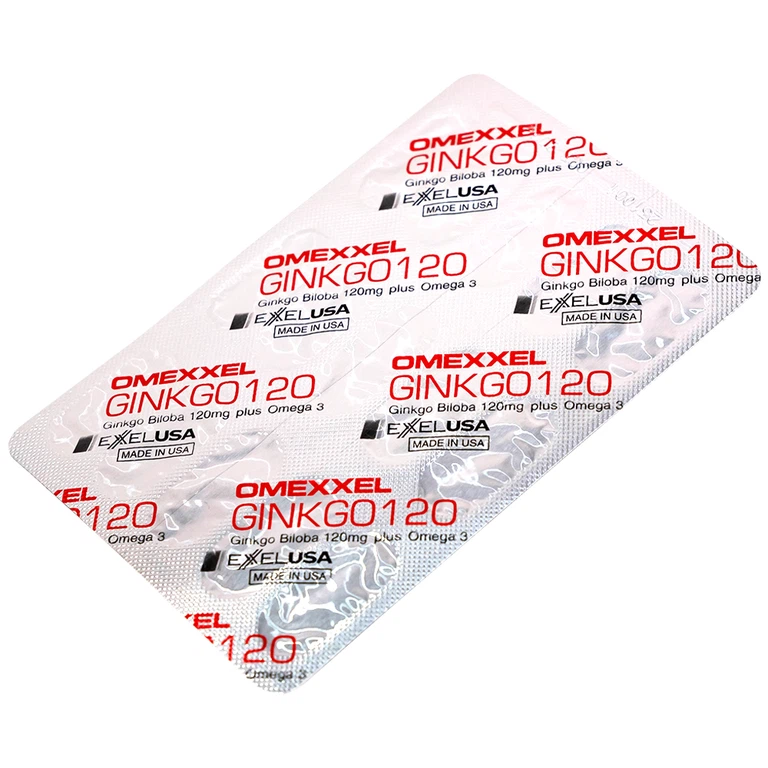 Viên uống Omexxel Ginkgo 120 Excelife tăng cường tuần hoàn máu não, tốt cho tim mạch (2 vỉ x 15 viên)