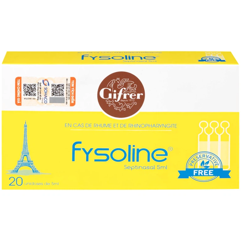 Dung dịch nước muối Fysoline 5ml không chất bảo quản kháng khuẩn (20 ống)