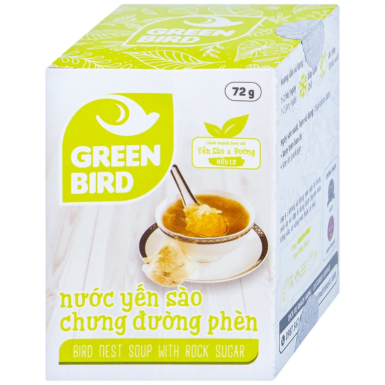 Nước Yến Sào chưng đường phèn Greenbird bồi bổ cơ thể, ngăn ngừa lão hóa (72g) 