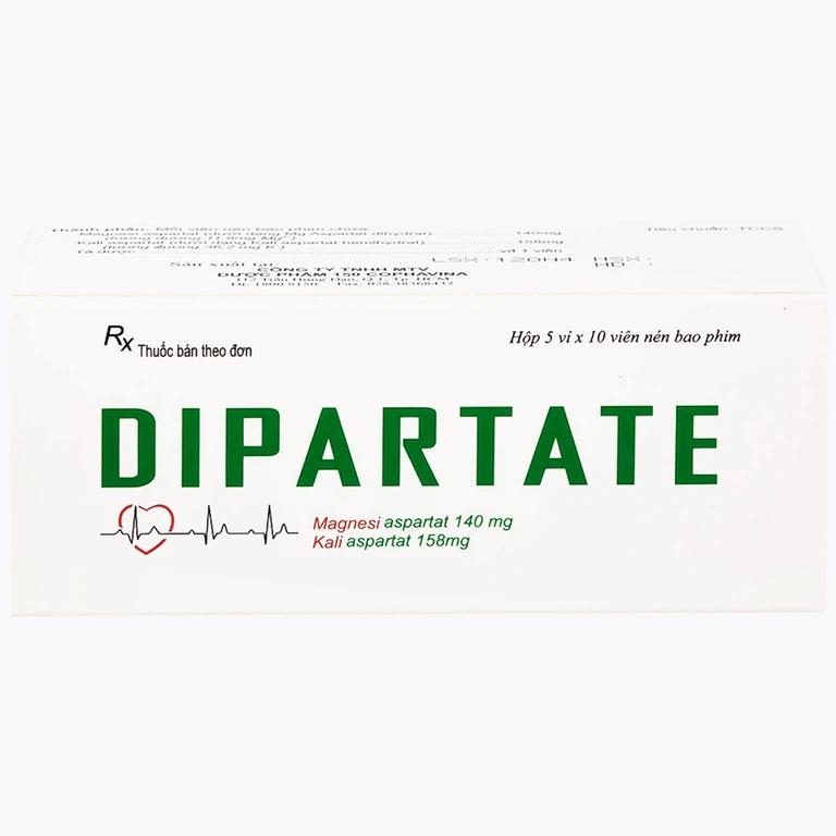 Thuốc Dipartate Cophavina bổ sung magnesi và kali, hỗ trợ điều trị suy tim, sau nhồi máu cơ tim (5 vỉ x 10 viên)