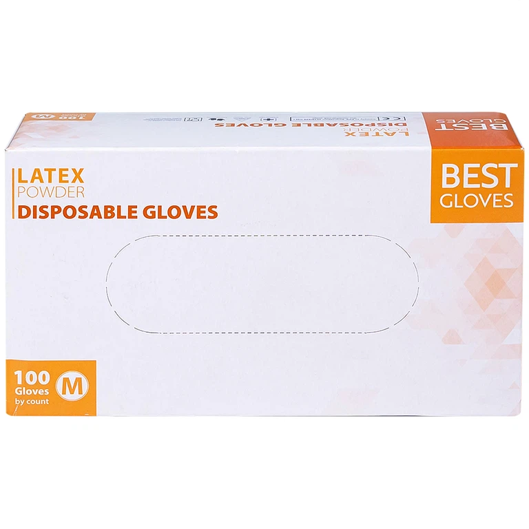 Găng tay cao su y tế có bột phủ Latex Powder Disposable Best Gloves size M (100 cái)
