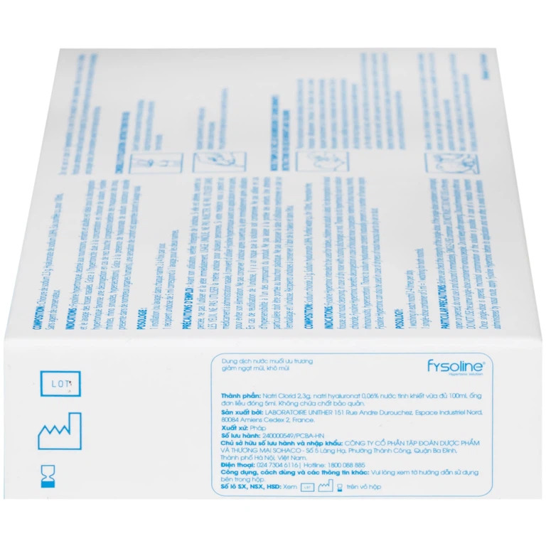 Dung dịch nước muối ưu trương Fysoline 5ml giảm ngạt mũi, khô mũi (20 ống)