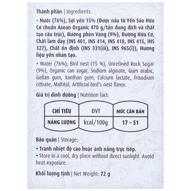 Nước Yến Sào chưng đường phèn Greenbird bồi bổ cơ thể, ngăn ngừa lão hóa (72g) 