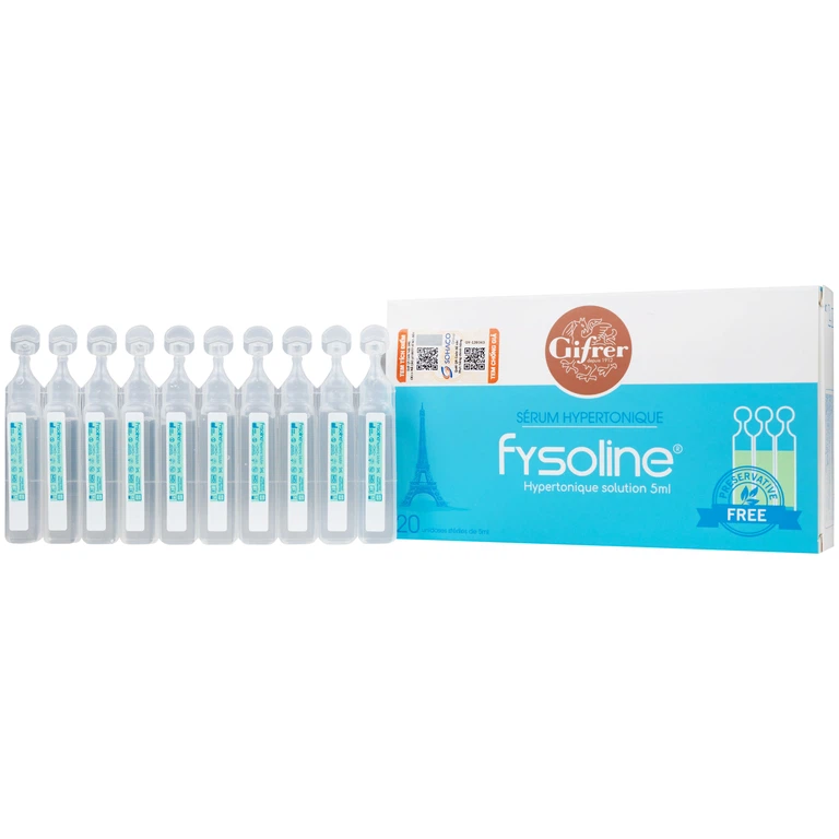 Dung dịch nước muối ưu trương Fysoline 5ml giảm ngạt mũi, khô mũi (20 ống)