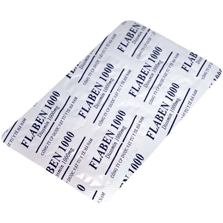 Thuốc Flaben 1000 Hà Nam điều trị các dấu hiệu và triệu chứng của suy tuần hoàn tĩnh mạch mãn tính (3 vỉ x 10 viên)