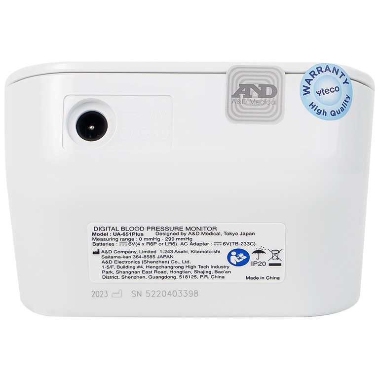 Máy đo huyết áp bắp tay tự động AND UA-651 Plus hỗ trợ đo huyết áp, cảnh báo đột quỵ