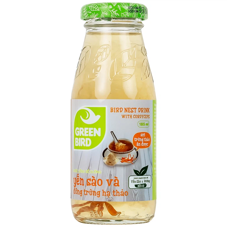 Nước Yến Sào và Đông Trùng Hạ Thảo Greenbird bổ sung dưỡng chất tốt cho sức khỏe (6 chai x 185ml)