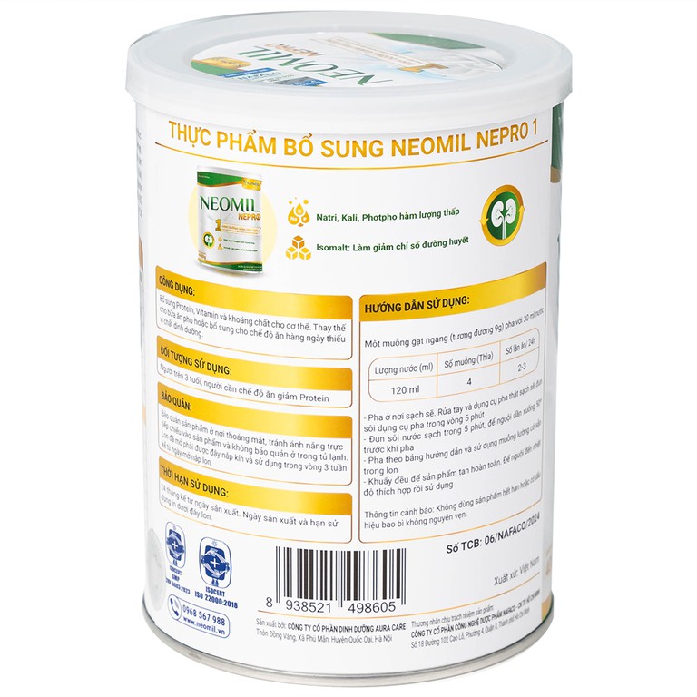 Sữa bột Neomil Nepro 400g Nafaco dùng cho người bệnh đái tháo đường 