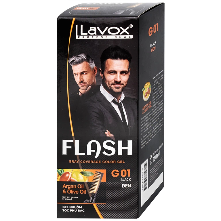 Gel nhuộm tóc phủ bạc Flash Lavox G01 màu đen (150ml)