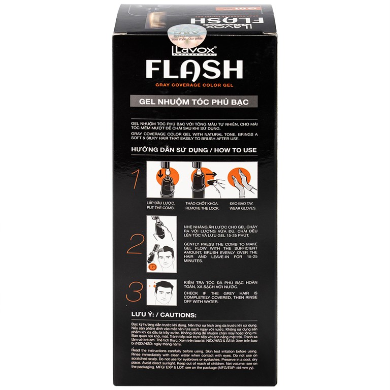 Gel nhuộm tóc phủ bạc Flash Lavox G01 màu đen (150ml)