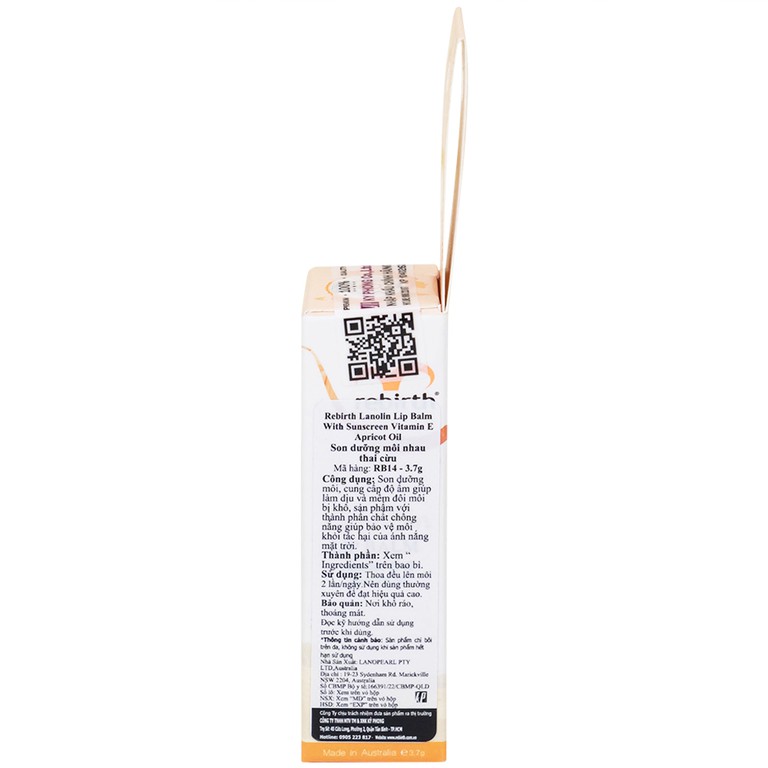 Son dưỡng môi nhau thai cừu Rebirth Lanolin Lip Balm RB14 cung cấp độ ẩm cho đôi môi khô (3,7g)