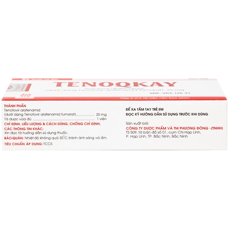 Thuốc Tenoqkay 25mg Phương Đông điều trị bệnh viêm gan siêu vi B mạn tính (3 vỉ x 10 viên)