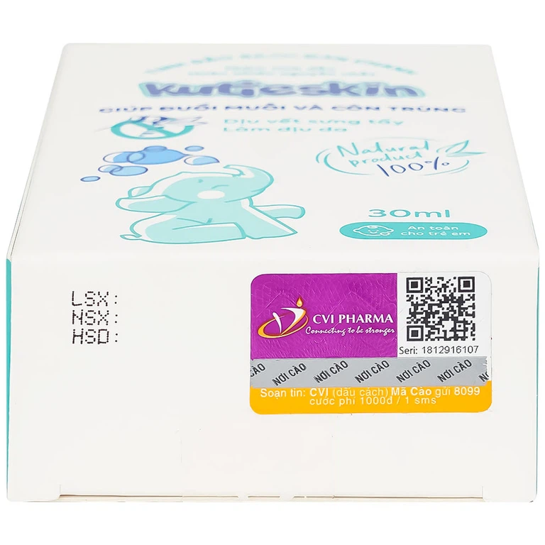Tinh dầu bạch đàn chanh Kutieskin giúp đuổi muỗi và côn trùng dịu vết sưng tấy, làm dịu da (30ml)