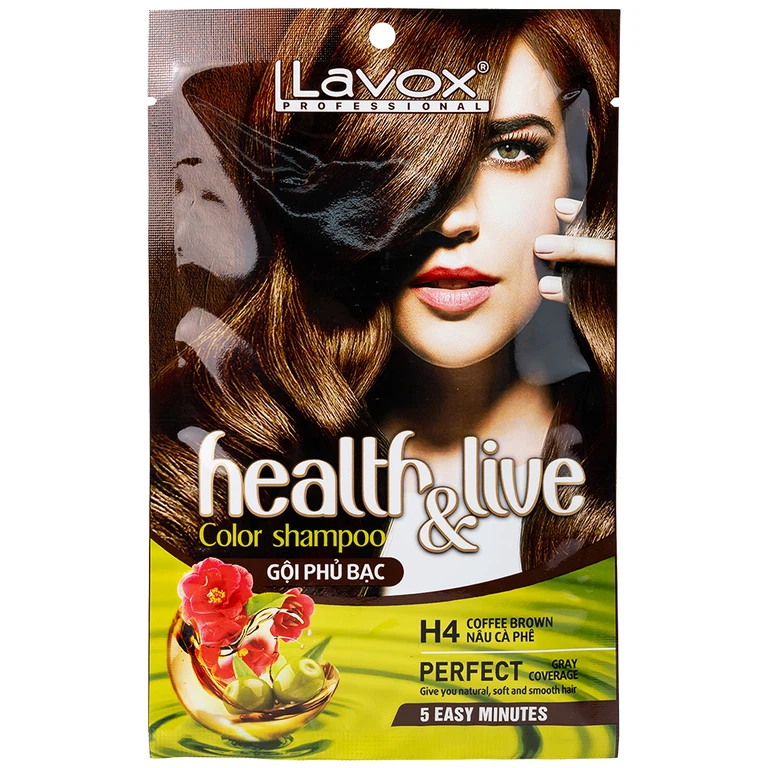 Gội phủ bạc Health and live H4 Lavox màu nâu cà phê (10 gói x 30ml)