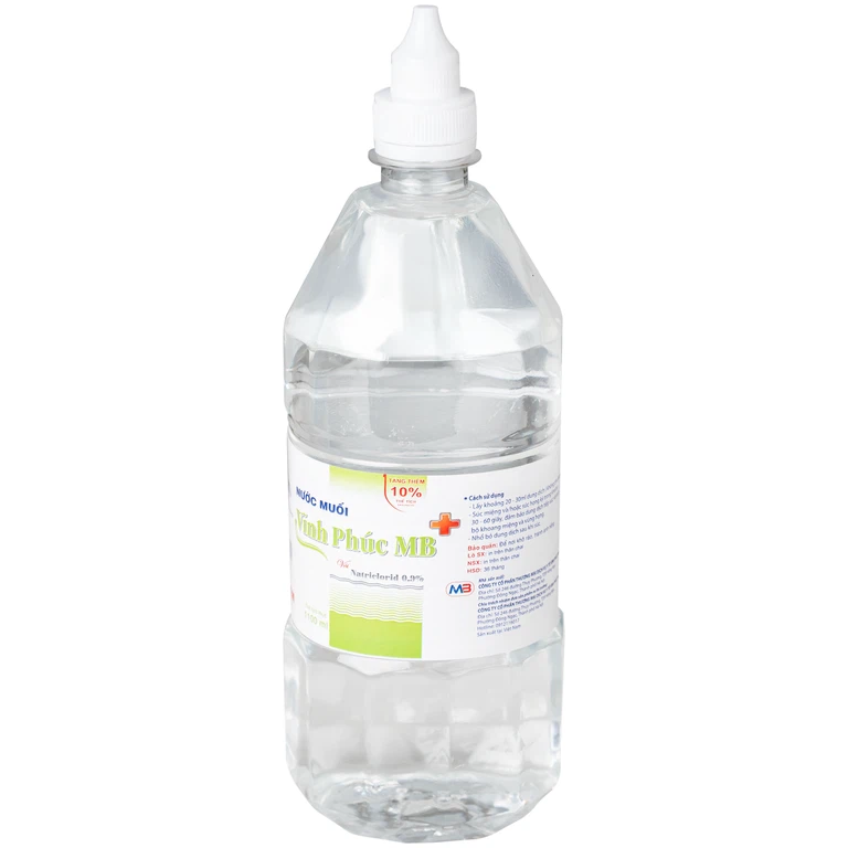 Nước muối Natri Clorid 0.9 Vĩnh Phúc Smiles làm sạch răng, khử mùi hôi khoang miệng (1100ml)
