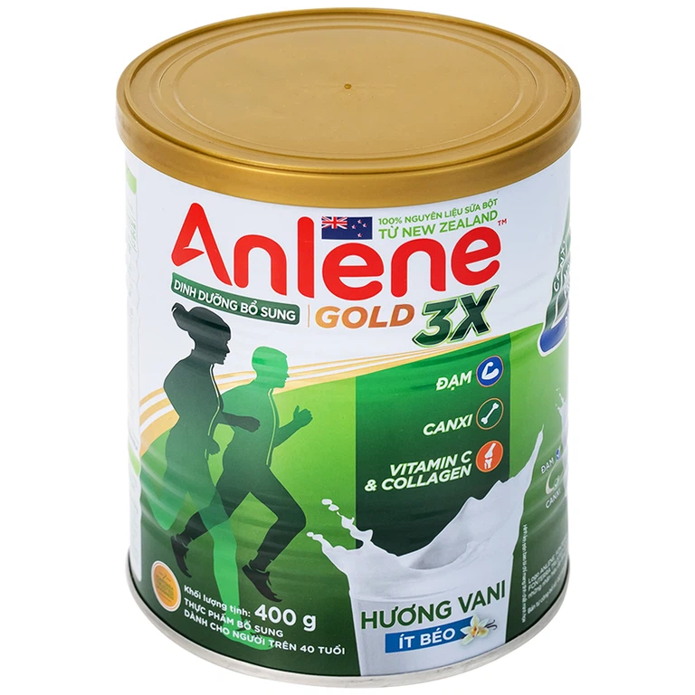 Sữa Anlene Gold 3X hương vani, ít béo giúp cơ khỏe, xương chắc, khớp linh hoạt (400g)
