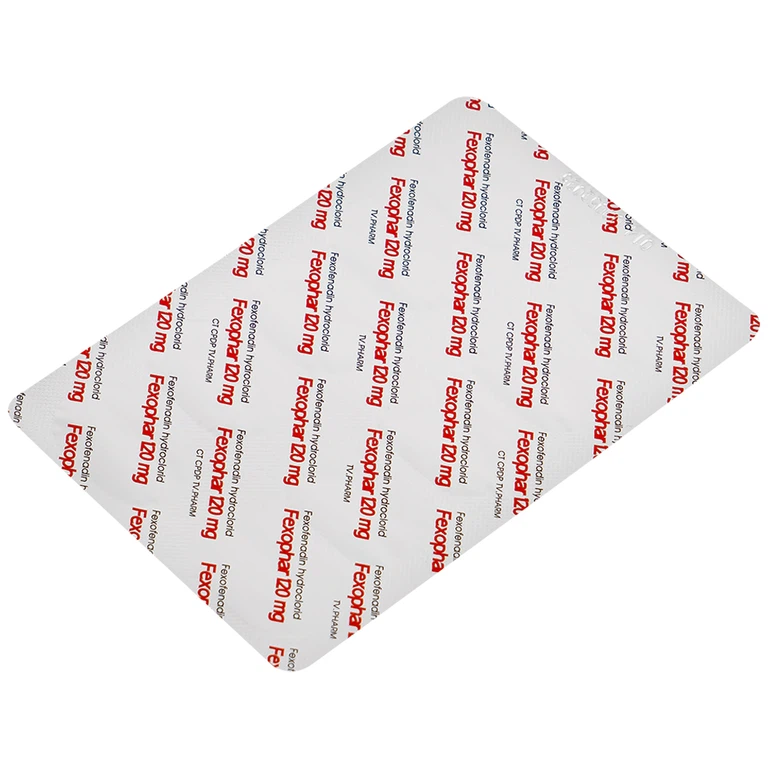 Thuốc Fexophar 120mg TV.Pharm điều trị triệu chứng viêm mũi dị ứng, sổ mũi, hắt hơi, dị ứng da (5 vỉ x 10 viên)