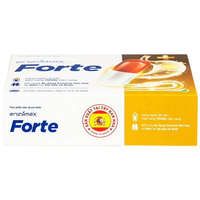 Viên nang Enzymax Forte MHD hỗ trợ tăng cường tiêu hóa, giảm chứng đầy bụng khó tiêu (2 vỉ x 10 viên)