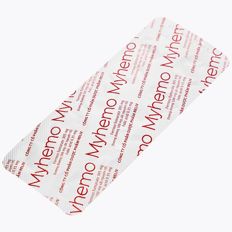 Thuốc Myhemo 305mg Reliv dự phòng thiếu sắt và folic acid (3 vỉ x 10 viên)