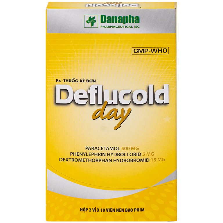Thuốc Deflucold day Danapha giảm tạm thời các triệu chứng cảm lạnh và cảm cúm (2 vỉ x 10 viên)
