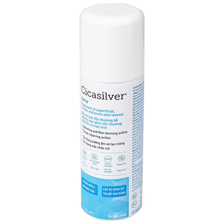 Bột phủ dạng xịt Cicasilver Spray bảo vệ làm lành vết thương hở (125ml)