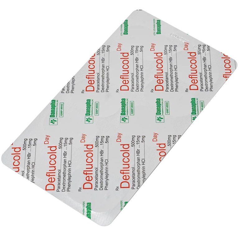 Thuốc Deflucold day Danapha giảm tạm thời các triệu chứng cảm lạnh và cảm cúm (2 vỉ x 10 viên)