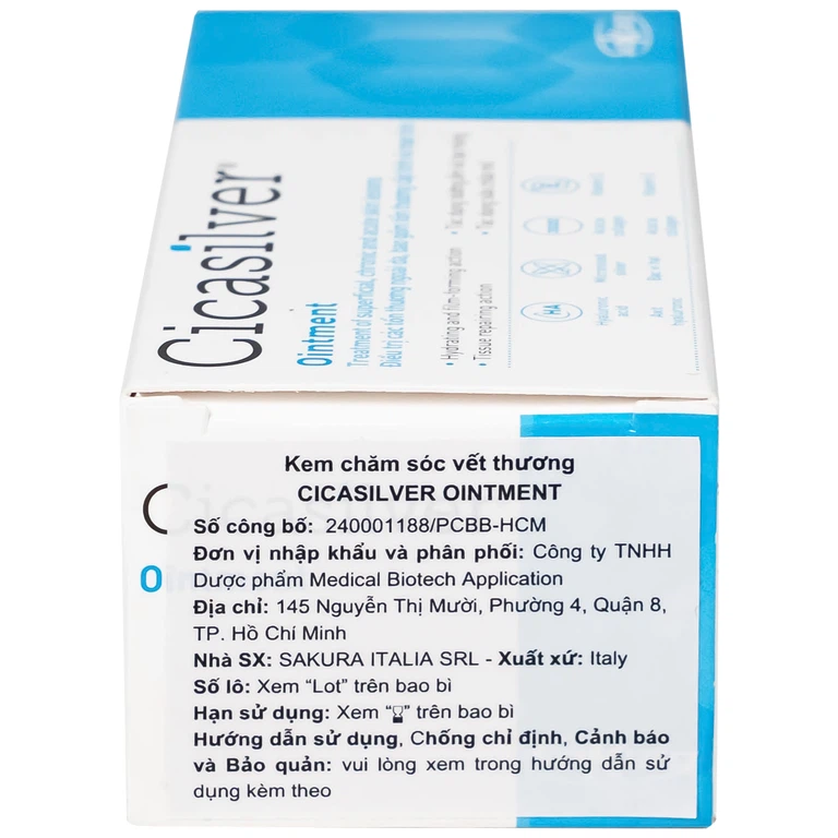 Kem che phủ vết thương Cicasilver Ointment bỗ trợ trong điều trị các tổn thương da (50ml)