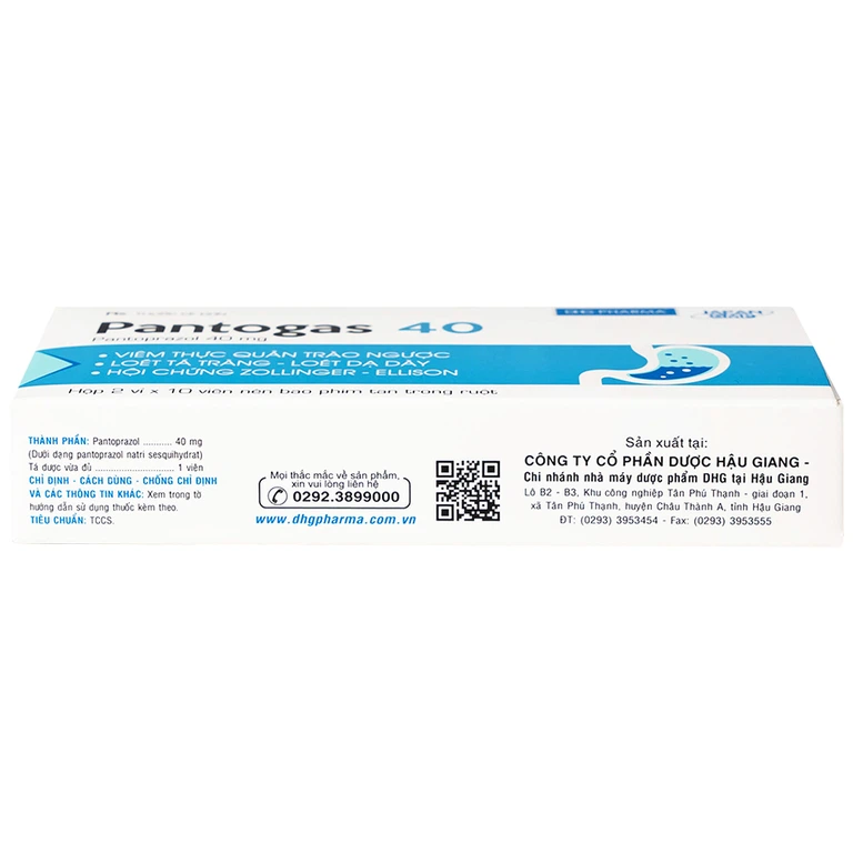 Thuốc Pantogas 40 DHG điều trị viêm thực quản trào ngược (2 vỉ x 10 viên)