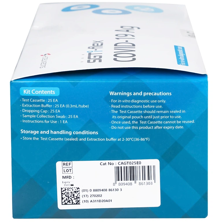 Kít test covid SGTi-flex SUGENTECH khay thử xét nghiệm kháng nguyên SAR CoV-2 (25 kít)