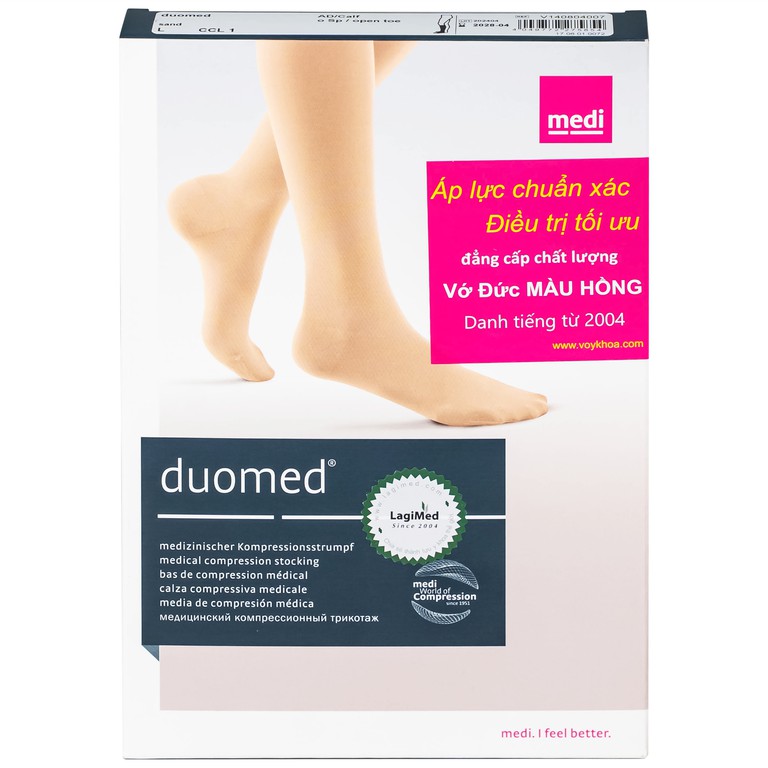 Vớ gối y khoa Duomed size L hỗ trợ điều trị suy tĩnh mạch, phù chân, đau nhức chân