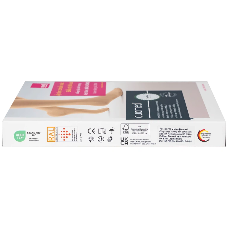 Vớ gối y khoa Duomed size L hỗ trợ điều trị suy tĩnh mạch, phù chân, đau nhức chân