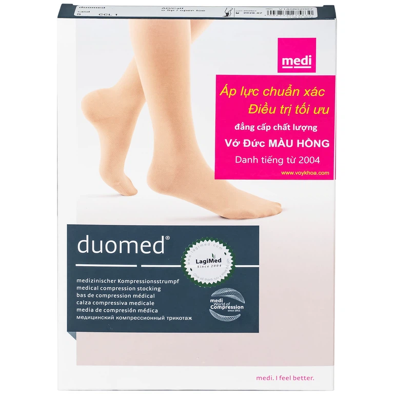 Vớ gối y khoa Duomed size S hỗ trợ điều trị suy tĩnh mạch, phù chân, đau nhức chân