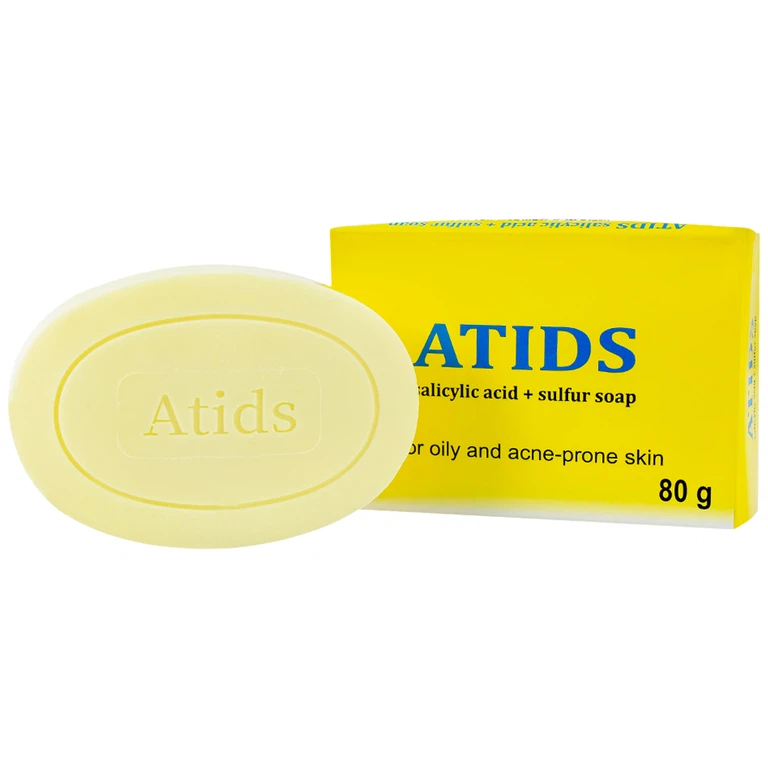 Xà phòng tắm Atids Salicylic Acid 2% + Sulfur làm sạch da, thích hợp cho da dầu, da mụn (80g)