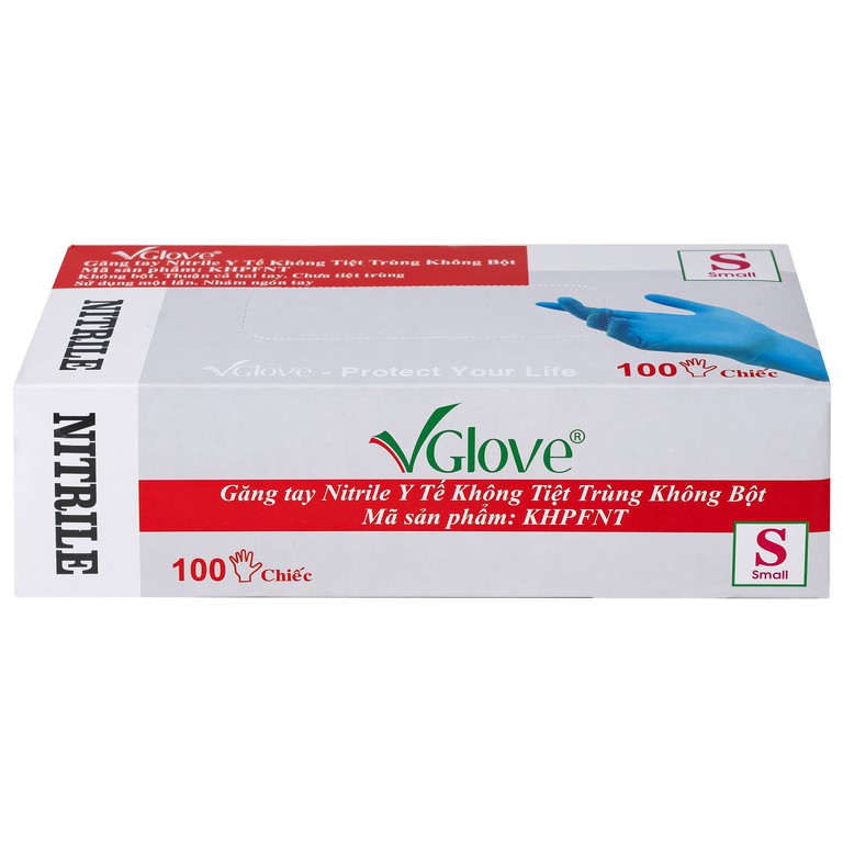 Găng tay phẫu thuật VGlove size S màu xanh không bột (100 chiếc)