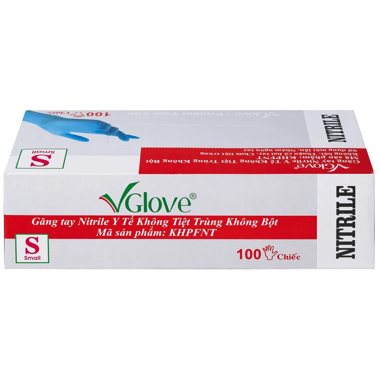 Găng tay phẫu thuật VGlove size S màu xanh không bột (100 chiếc)