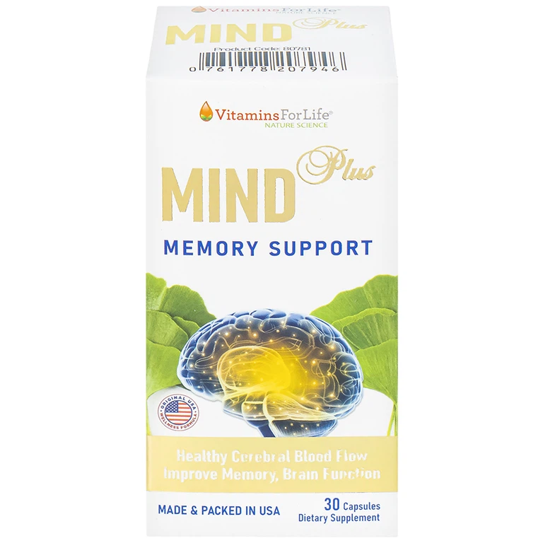 Viên uống Mind Plus Vitamins For Life tăng cường tuần hoàn não, cải thiện trí nhớ (30 viên) 