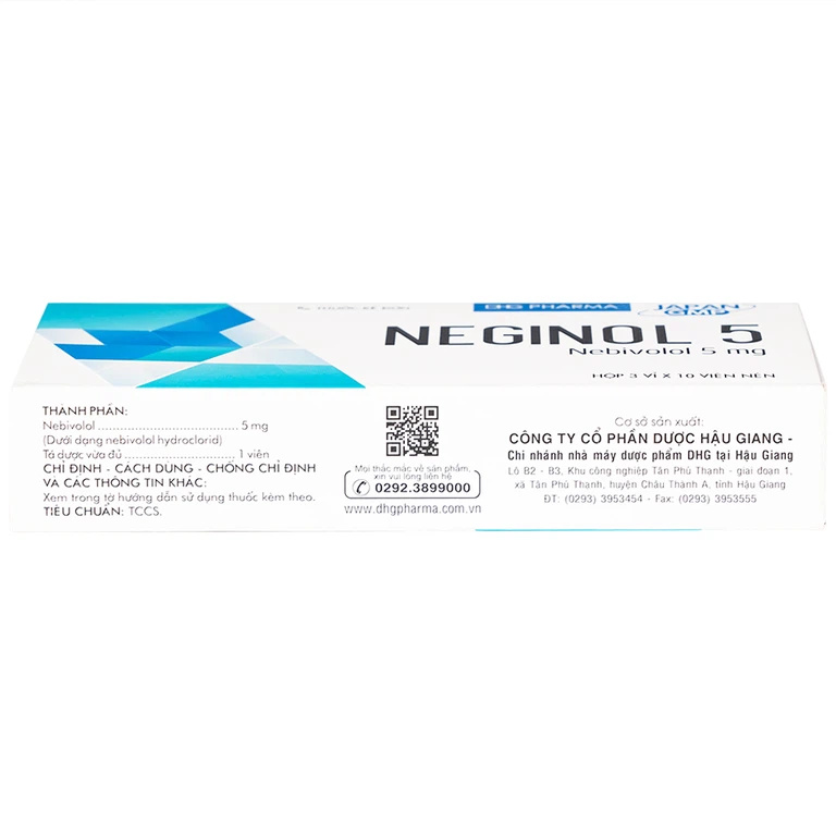 Thuốc Neginol 5 DHG điều trị tăng huyết áp vô căn (3 vỉ x 10 viên)