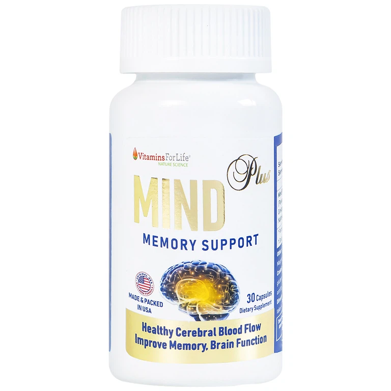 Viên uống Mind Plus Vitamins For Life tăng cường tuần hoàn não, cải thiện trí nhớ (30 viên) 