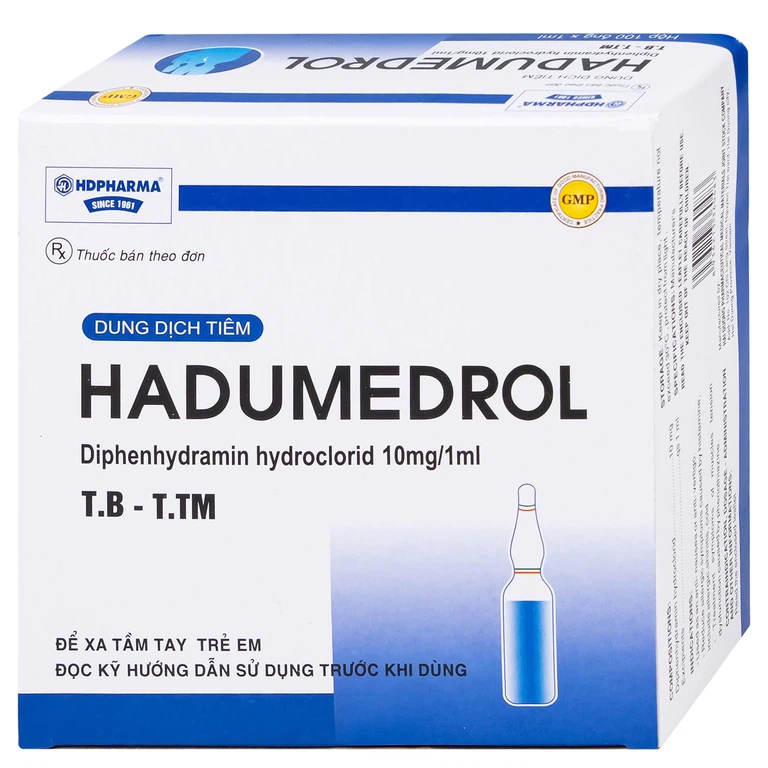 Thuốc Hadumedrol 100mg/ml Hdpharma giúp chống buồn nôn hoặc chóng mặt (100 ống x 1ml)