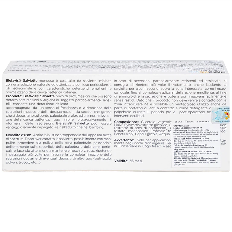 Gạc y tế Blefavis Wipes Oftalpharma làm sạch, làm mềm và giảm kích ứng cho vùng mi mắt nhạy cảm (30 miếng)